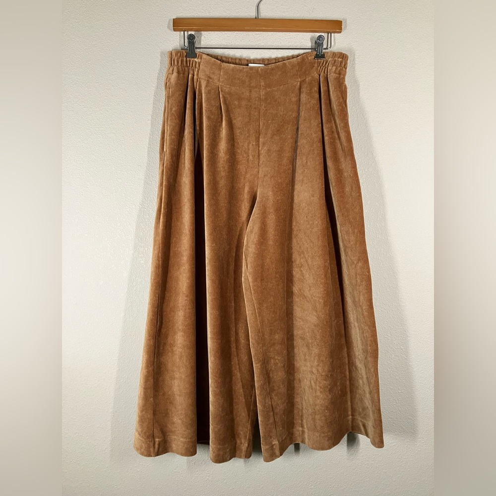 MADEWELL Wide Leg Cropped Pants XL Corduroy Velour Pull-On Academia Loungewear - Picture 3 of 12